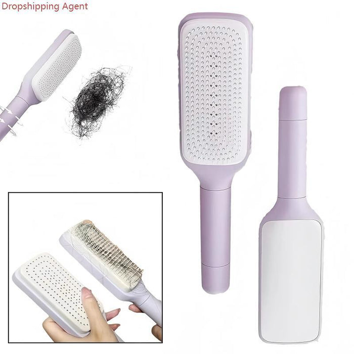 Self-Cleaning Hair Comb with Retractable Teeth — Anti-Static Scalp Massage Brush